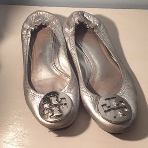 Silver Tory Burch flats